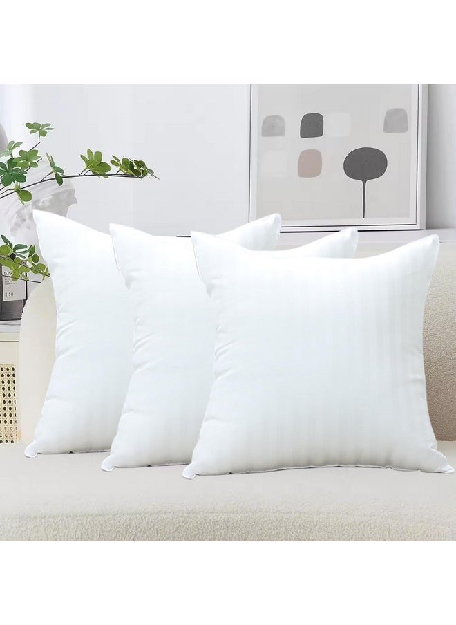 Soft & Fluffy Micorfiber Filled Hotel Quality Premium Cushions Filler Set Of 3, 24 X 24 Inch, Decorative Cushion For Sofa, Bed, Throw Pillow Insert, Office (White)