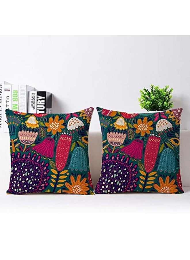 Ethnic Printed Jute Cushion Covers (16X16 Inch) Pack Of 2(Jute, Lr149)