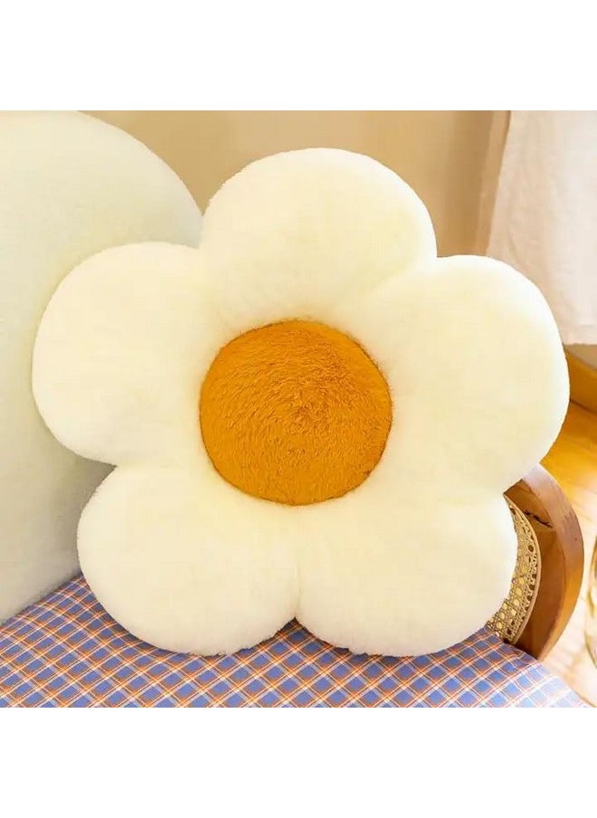 Daisy Shaped Throw Pillows Cute Preppy Decorative Pillows Floor Cushion For Girls Bedroom Bed Room Couch Sofa Chair Decor Aesthetic (35 Cm, Cream)