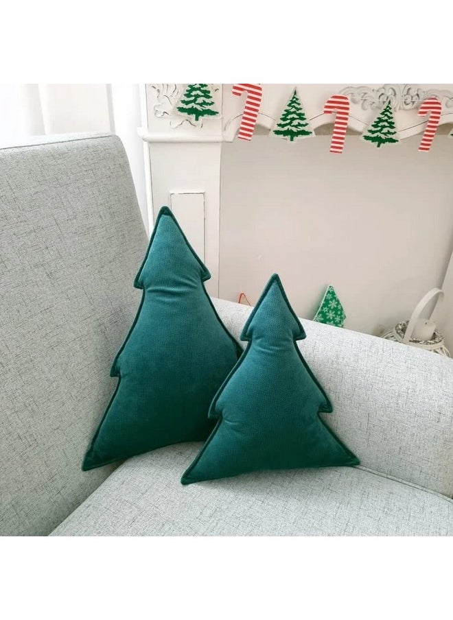 Christmas Tree Shape Cushion For Living Room Sofa (Pack Of 2, 16X16 Inch, Green) Christmas Theme Cushion, Sofa Cushion, Christmas Decor, Xmas Gift, Best Gift For Christmas