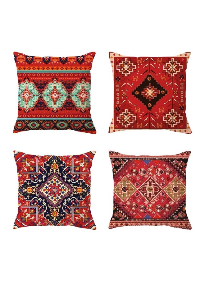 Cushion Covers, 4 Pcs 18x18 Inches Boho Red Outdoor Decorative Pillow Covers, Abstract Persian Carpet Pattern, Novel Persian Carpet Pattern for Sofa Couch Square Cushion Covers 45x45cm