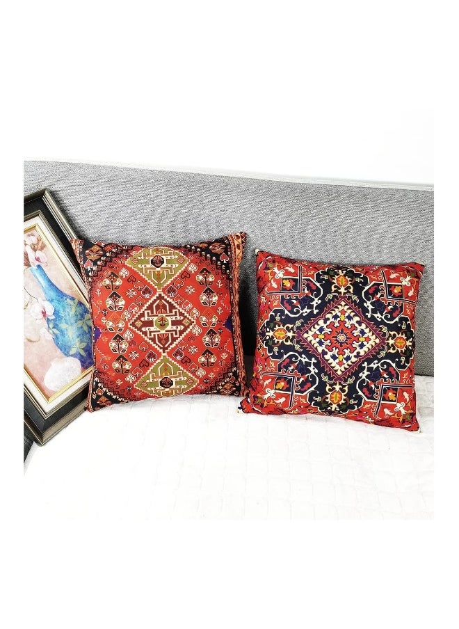 Cushion Covers, 4 Pcs 18x18 Inches Boho Red Outdoor Decorative Pillow Covers, Abstract Persian Carpet Pattern, Novel Persian Carpet Pattern for Sofa Couch Square Cushion Covers 45x45cm