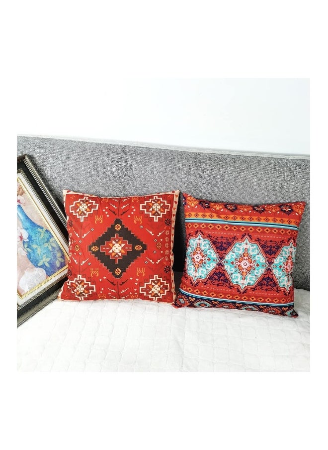 Cushion Covers, 4 Pcs 18x18 Inches Boho Red Outdoor Decorative Pillow Covers, Abstract Persian Carpet Pattern, Novel Persian Carpet Pattern for Sofa Couch Square Cushion Covers 45x45cm