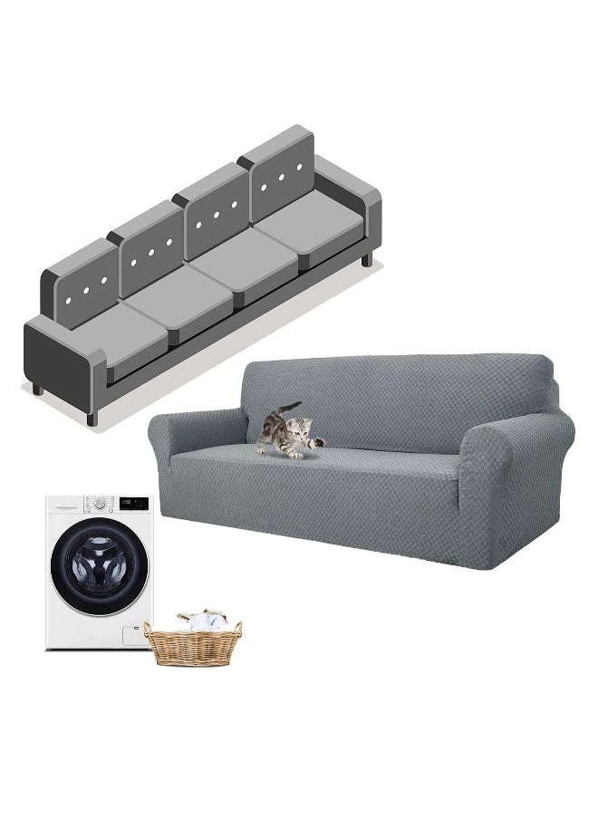 Newest Jacquard Extra Large Sofa Covers for 3 or 4 Seater Super Stretch Non Slip Couch Cover Dogs Pet Friendly Slipcover Furniture Protector Light Grey