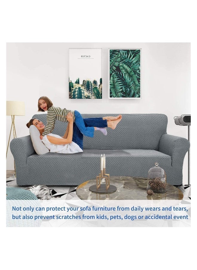 Newest Jacquard Extra Large Sofa Covers for 3 or 4 Seater Super Stretch Non Slip Couch Cover Dogs Pet Friendly Slipcover Furniture Protector Light Grey