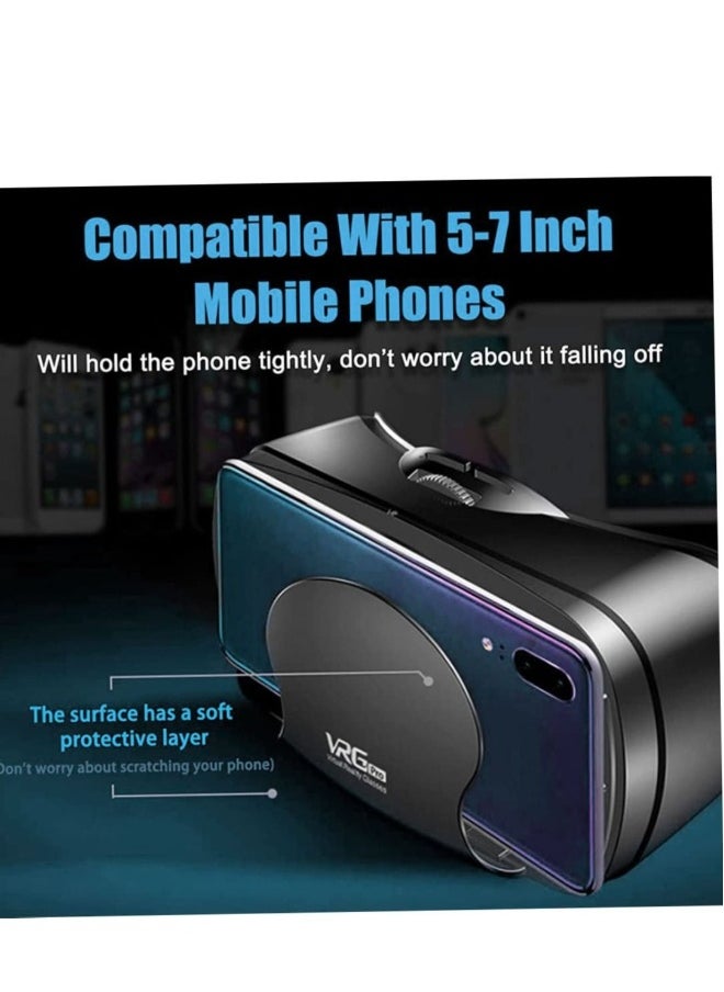 VR Headset Virtual Reality Glasses for Android Phone New Goggles 3D Movies Games Compatible Soft Comfortable Adjustable Distance Black
