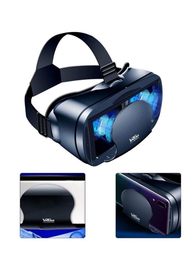 VR Headset Virtual Reality Glasses for Android Phone New Goggles 3D Movies Games Compatible Soft Comfortable Adjustable Distance Black
