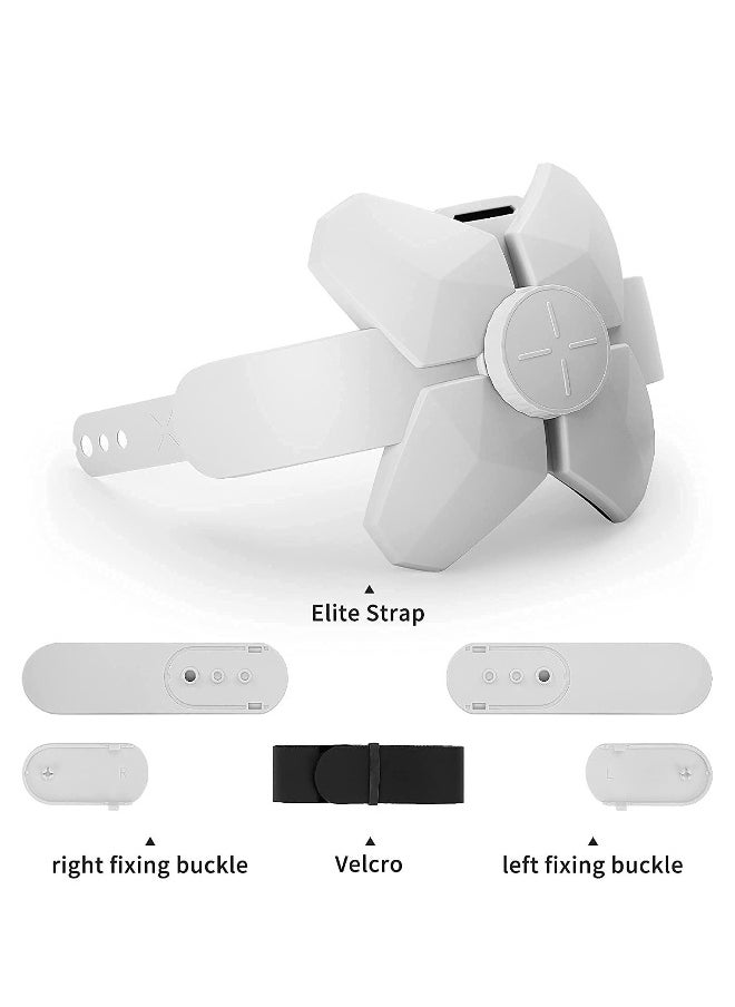 Adjustable Headband Compatible for Meta Quest 2 Oculus Quest 2 with Head Cushion Replacement for Elite Strap Comfortable Protective Head Strap Reduce Pressure White