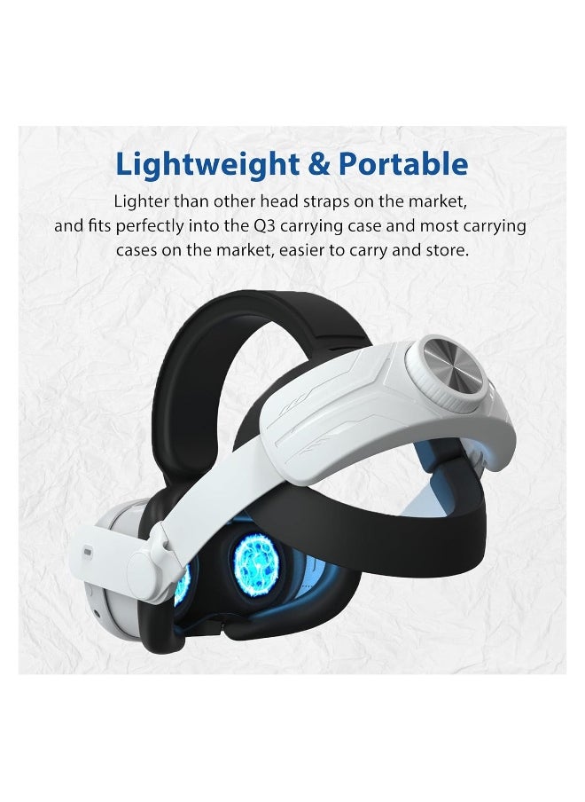 Head Strap for Meta Quest 3, Super Soft and Skin Friendly PU Surface, Elite Strap Replacement, Adjustable Enhanced Support and Lightweight Design VR Accessories for Meta Quest 3