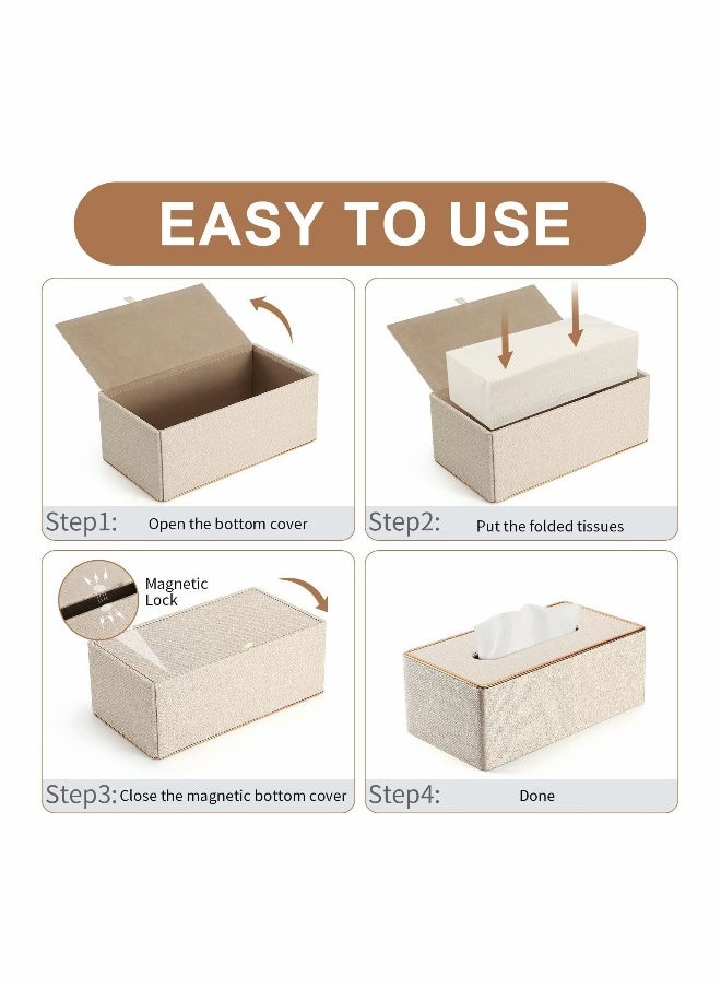 Tissue Box Cover, PU Leather Tissue Box Holder Rectangular Box Covers for Home/Office/Car Decoration 9.84