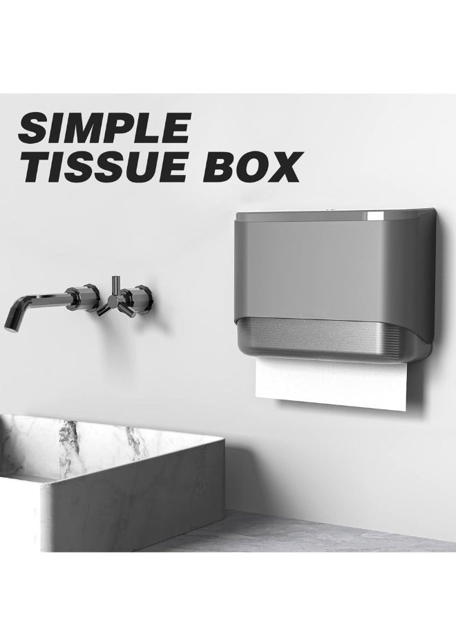 Tissue Dispenser Wall-mounted Bathroom Tissue Dispenser Tissue Box Holder No Drilling Waterproof Multifold Commercial Tissue Holder for Home Kitchen Office Bathroom Toilet