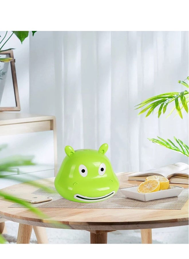 Tissue Box Cover Holder Cartoon Hippo Self-Stick Wall Mount Waterproof Bathroom Decor for Child Bathroom, Children's Room Kitchen Dinner Table Restaurant (Green)