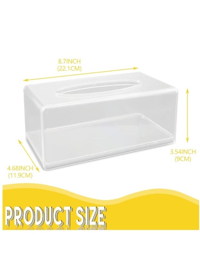 Tissue Box Holder with Cover Rectangular, Facial Tissue Dispenser Box Case for Countertop, Clear Plastic Dryer Sheet Container Napkin Organizer for Bathroom, Kitchen, Home, Rectang