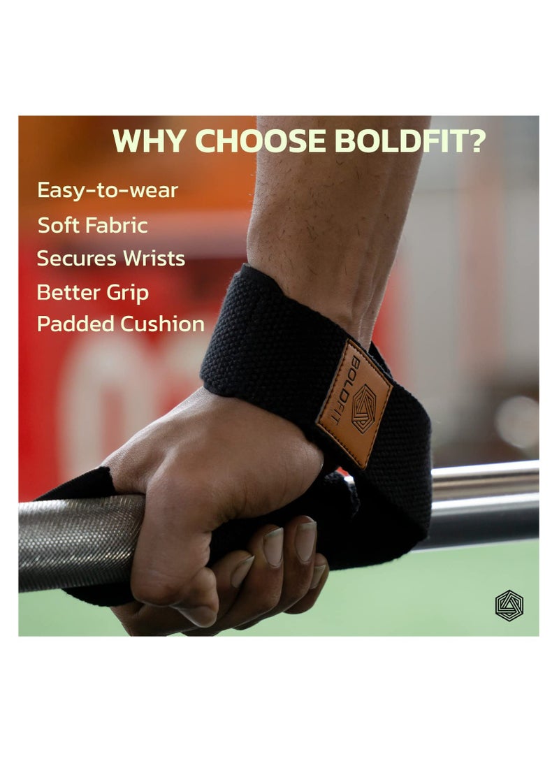 Boldfit Weight Lifting Straps Wrist Supporter For Gym Gym Accessories For Men For Women Wrist Strap For Gym Wrist Support Deadlift Strap Weightlifting Straps For Grip Gym Straps For Weight Lifting