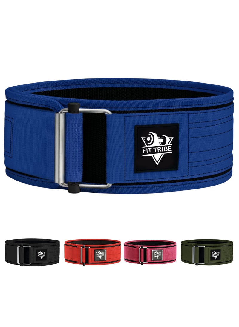 Weight Lifting Belt, Self-Locking Adjustable Gym Belt, Powerlifting & Strength Training Lumbar Support, Durable Nylon Belt for Men & Women Fitness Workouts (Blue)