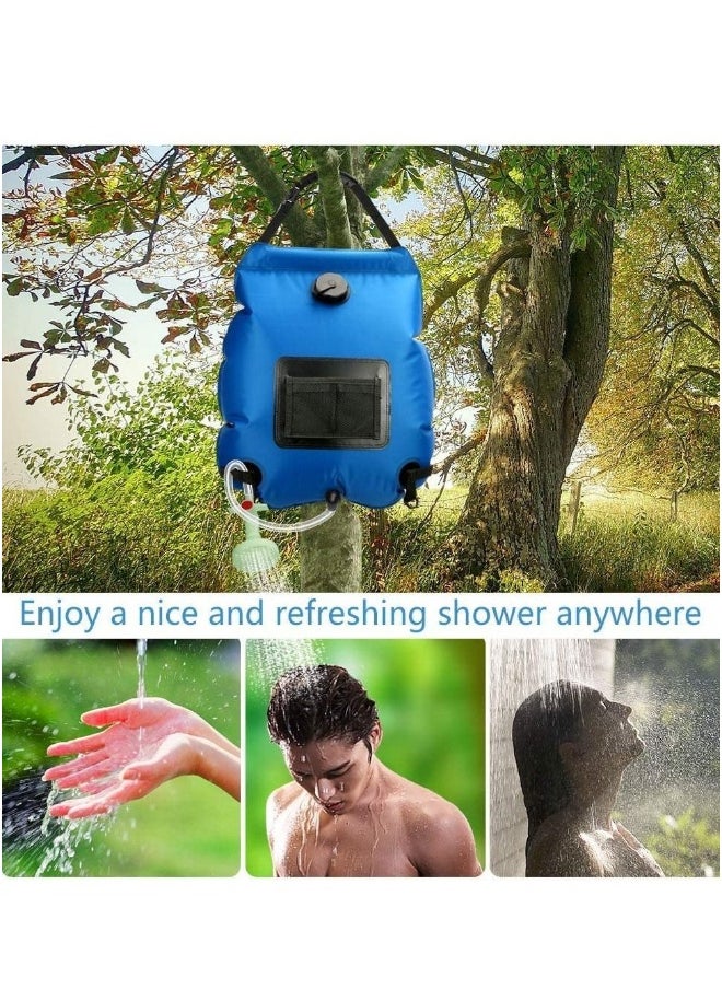 Solar Shower Bag,5 gallons/20L Solar Heating Camping Shower Bag with Removable Hose and On-Off Switchable Shower Head for Camping Beach Swimming Outdoor Traveling Hiking