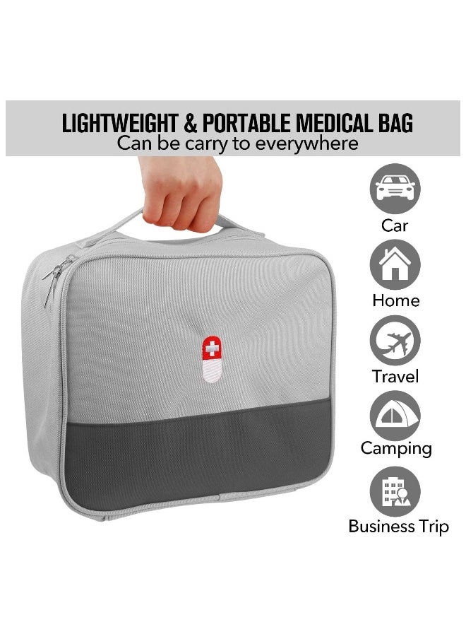 Empty First Aid Bags Travel Medical Supplies Cosmetic Organizer Insulated Medicine Bag Convenient Safety Kit Suit for Family Outdoors Hiking Camping Car Office Workplace