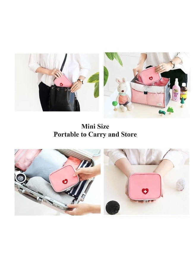 2 Pcs Portable Mini First Aid Pouch Empty Travel Medicine Bag Double Zippers Handy Pills Pocket for for Office Travel Home Vehicle Beach Emergency Zipper Pouch Small Size