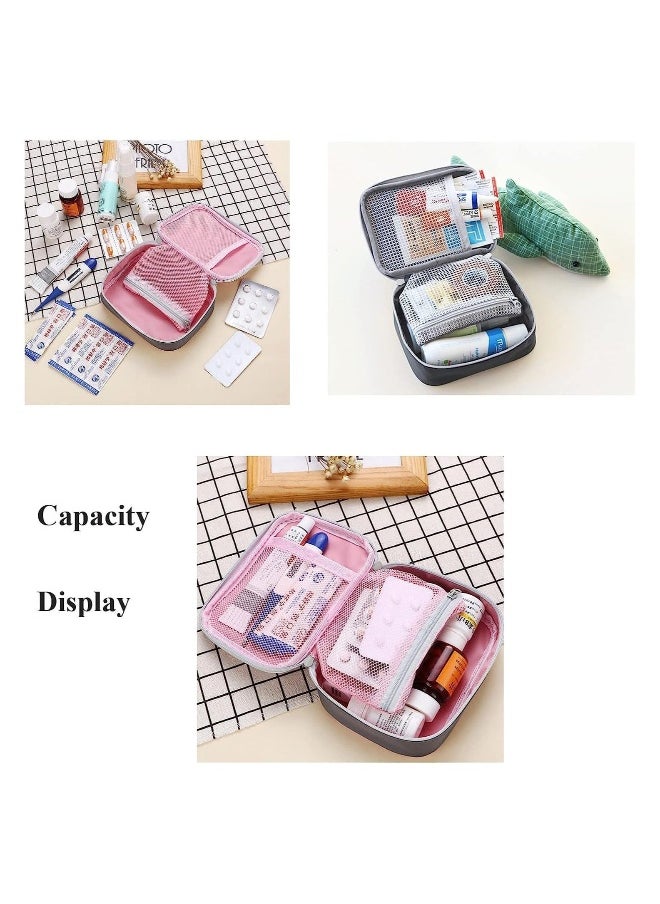 2 Pcs Portable Mini First Aid Pouch Empty Travel Medicine Bag Double Zippers Handy Pills Pocket for for Office Travel Home Vehicle Beach Emergency Zipper Pouch Small Size