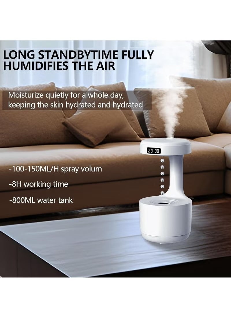 Anti-Gravity Humidifier, 600ML Humidifier for Bedroom, Mute Cool Mist Humidifiers, USB Desktop Humidifiers with 8h Working Time, Smart LED Display, Waterless Auto-Off, for Baby Home Office