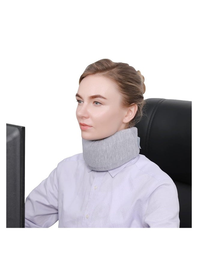 Neck Brace Foam Neck Support Brace for Sleeping Adjustable Neck Cervical Collar Traction Device for Women and Men Relieves Neck Pain and Spine Pressure (Grey)