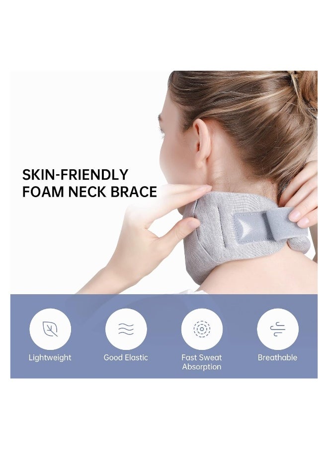 Neck Brace Foam Neck Support Brace for Sleeping Adjustable Neck Cervical Collar Traction Device for Women and Men Relieves Neck Pain and Spine Pressure (Grey)