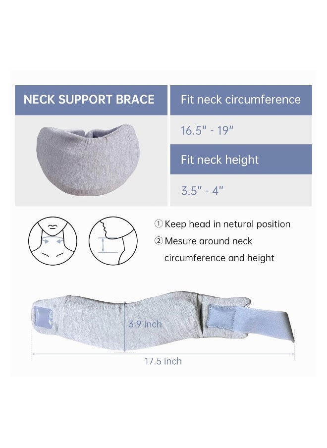 Neck Brace Foam Neck Support Brace for Sleeping Adjustable Neck Cervical Collar Traction Device for Women and Men Relieves Neck Pain and Spine Pressure (Grey)