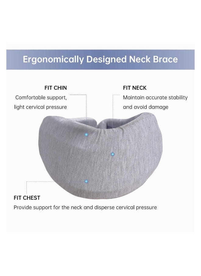 Neck Brace Foam Neck Support Brace for Sleeping Adjustable Neck Cervical Collar Traction Device for Women and Men Relieves Neck Pain and Spine Pressure (Grey)