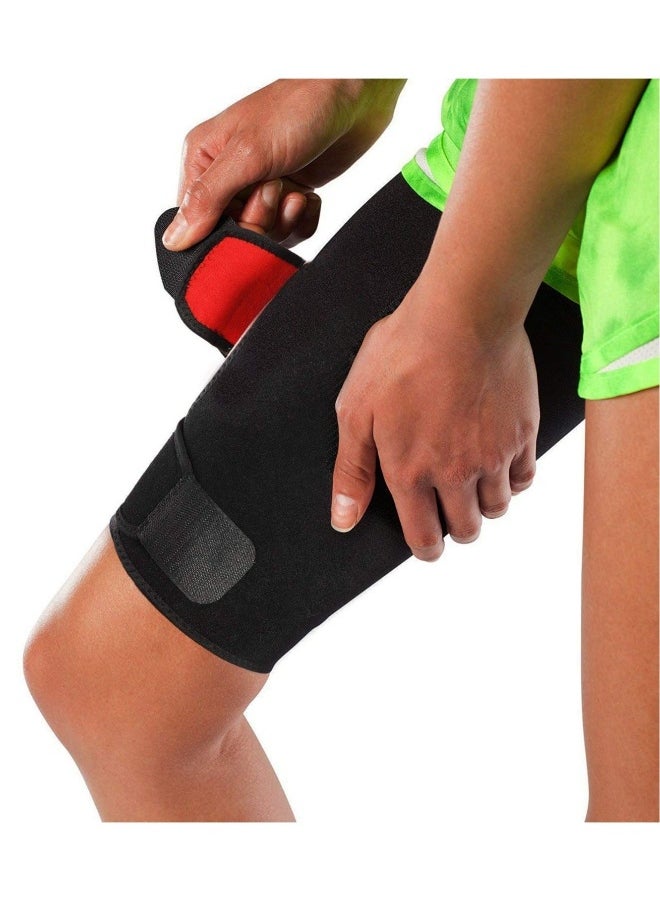 Adjustable Thigh Brace Support, Quadriceps Support and Thigh Wraps for Men and Women. Unisex Breathable Neoprene Non-Slip Hamstring Compression Sleeve