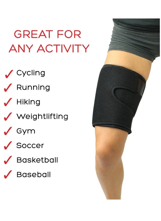 Adjustable Thigh Brace Support, Quadriceps Support and Thigh Wraps for Men and Women. Unisex Breathable Neoprene Non-Slip Hamstring Compression Sleeve