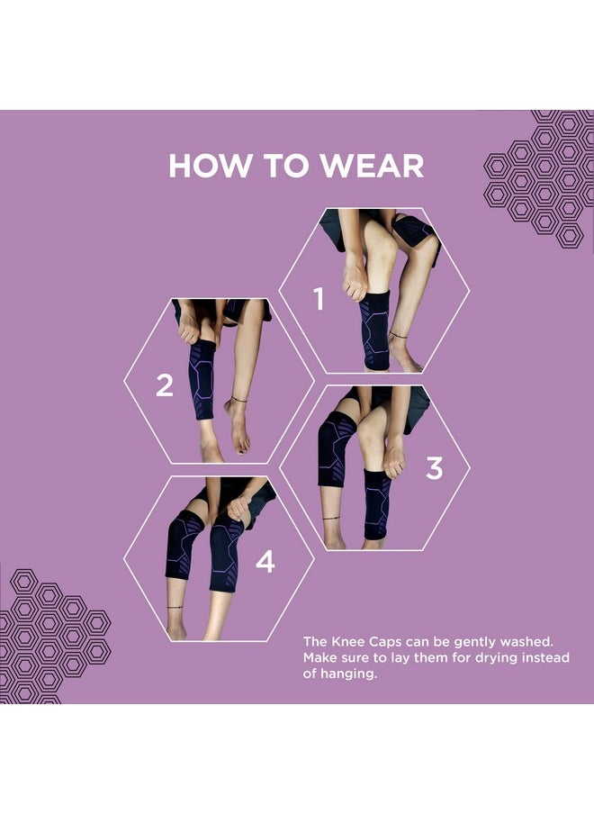 Knee Caps For Women (Xl) Advanced Compression & Anti-Slip Knee Support For Women; Knee Support For Gym Squats, Pain Relief, Sports Workout; Knee Cap For Women With 4-Way Stretch (1 Pair)