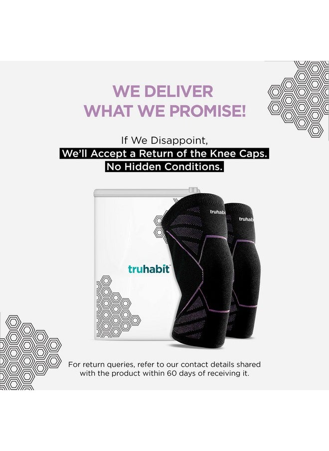 Knee Caps For Women (Xl) Advanced Compression & Anti-Slip Knee Support For Women; Knee Support For Gym Squats, Pain Relief, Sports Workout; Knee Cap For Women With 4-Way Stretch (1 Pair)