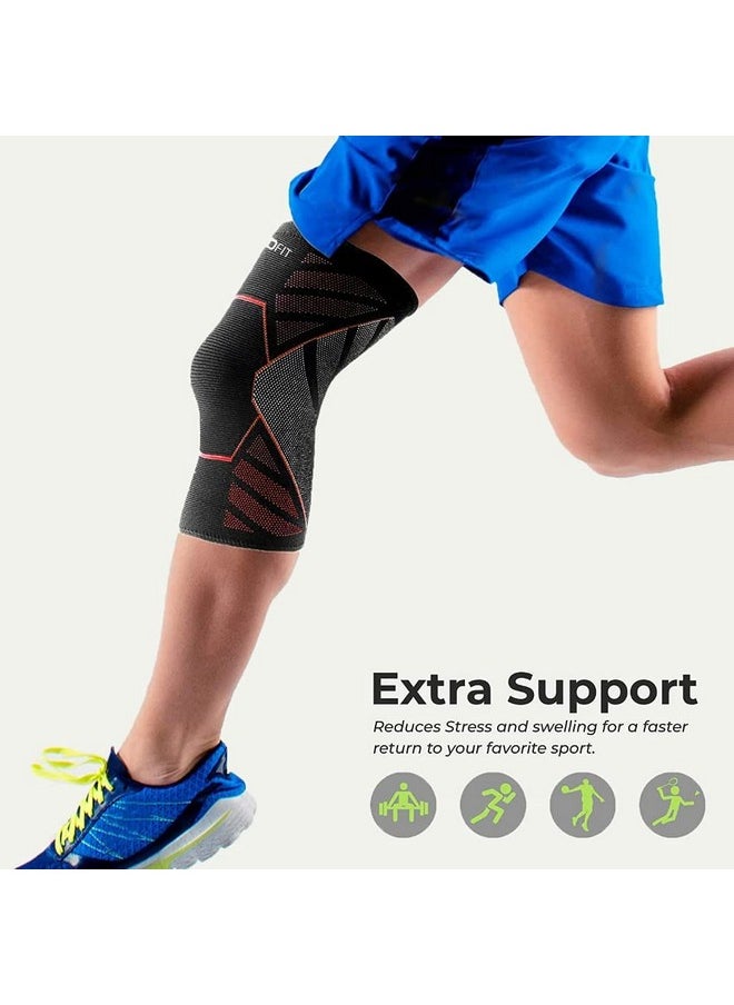 Nylon Knee Support, Knee Caps, Knee Brace For Knee Pain Relief Products, Knee Pad Leg Sleeves, Gym Squats Knee Belt Knee Support For Men And Women-Red, M