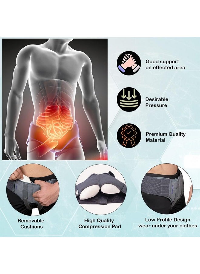 Cotton, Hernia Support Belt Truss Brace For Single/Double Inguinal Hernia Pain Relief With Two Removable Compression Pads (L: 36