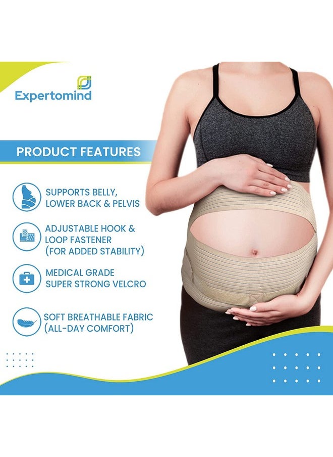 Maternity Belt | Pregnancy Belt Useful Before Delivery | Supports Belly Lower-Back Pelvis | Adjustable Hook And Loop Fastener & Soft Niwar Fabric | For Back Support & Pain Relief - Medium