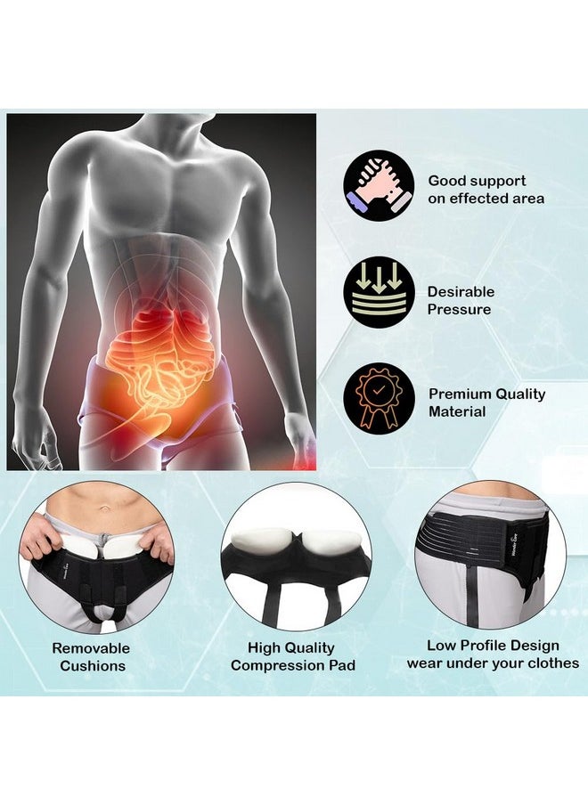 - Inguinal Hernia Support Post-Surgery Hernia Pain Relief Truss Brace For Double Inguinal Or Sports Hernia With 2 Removable Compression Pads & Adjustable Groin Straps-Small