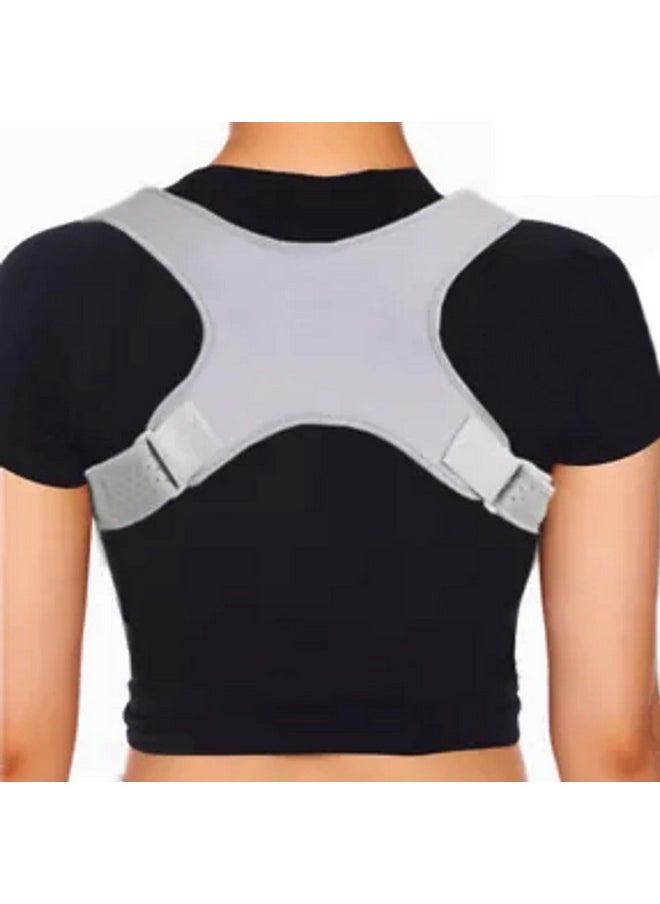 Free Size Posture Corrector For Men And Women Back Support Belt With Adjustable Straps Back Pain Back Straight And Shoulder Support Belt (28-48, Grey)