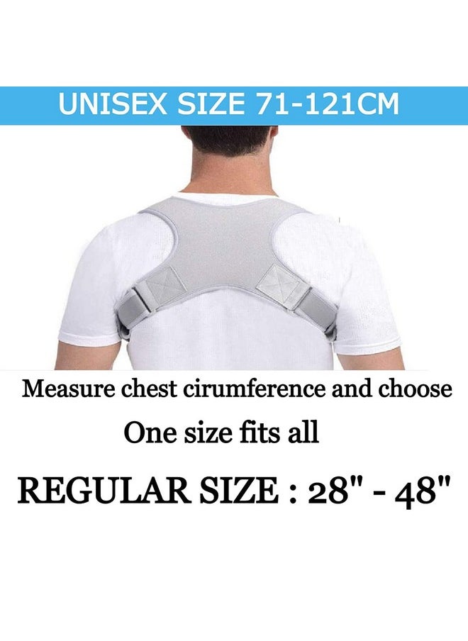 Free Size Posture Corrector For Men And Women Back Support Belt With Adjustable Straps Back Pain Back Straight And Shoulder Support Belt (28-48, Grey)