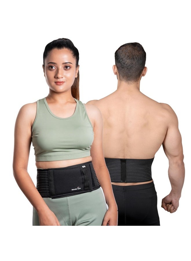 Polyester Umbilical Black Hernia Belt Pain Relief Support Brace With 1 Removable Compression Pad For Men & Women (M)