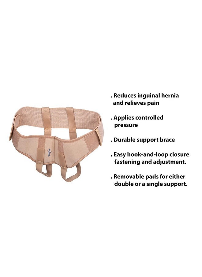 Inguinal Hernia Belt For Men Hernia Support Truss With Removable Pressure Pads Double Hernia Comfortable Brace (M)