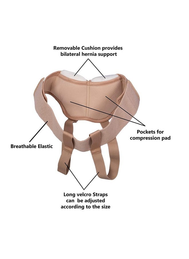 Inguinal Hernia Belt For Men Hernia Support Truss With Removable Pressure Pads Double Hernia Comfortable Brace (M)