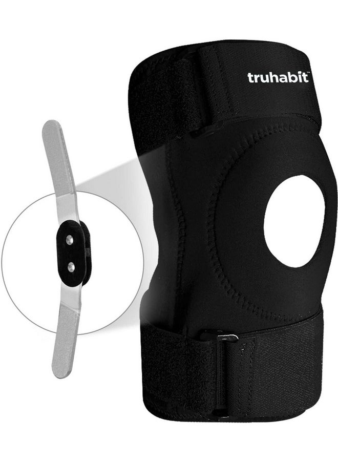 Neoprene Hinged Knee Brace For Knee Pain-Open Patella Knee Support For Men&Women,Free Size Hinged Knee Brace For Ligament Tear,Hinged Knee Support With Triple Band Strapping (1 Unit)