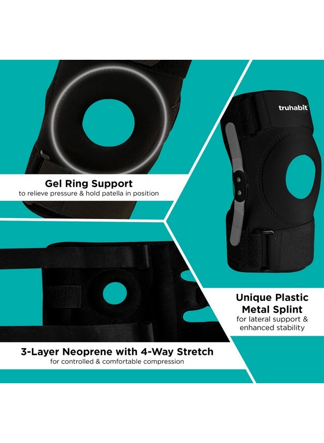 Neoprene Hinged Knee Brace For Knee Pain-Open Patella Knee Support For Men&Women,Free Size Hinged Knee Brace For Ligament Tear,Hinged Knee Support With Triple Band Strapping (1 Unit)