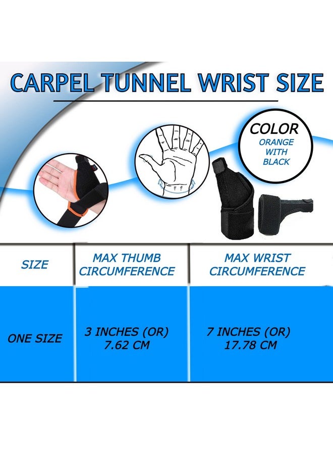 Wrist Support For Women Men Pain Relief Wrist Thumb Splint Brace Protector Wrist Fracture Supports Right And Left Carpel Tunnel (Right, Black Orange)