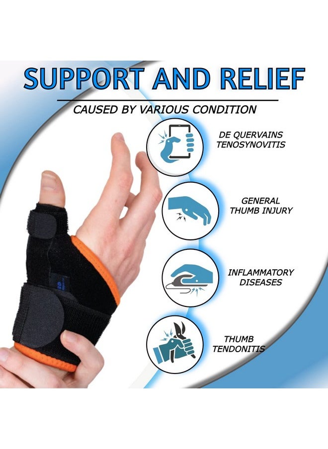 Wrist Support For Women Men Pain Relief Wrist Thumb Splint Brace Protector Wrist Fracture Supports Right And Left Carpel Tunnel (Right, Black Orange)