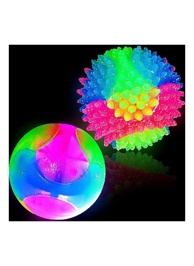 2 Pieces Light up Dog Ball, Elastic Flashing Ball Glowing Interactive Dog Toy Ball Flash LED Dog Ball Toy Pet Color Light Ball Bounce-Activated for Dogs and Puppies