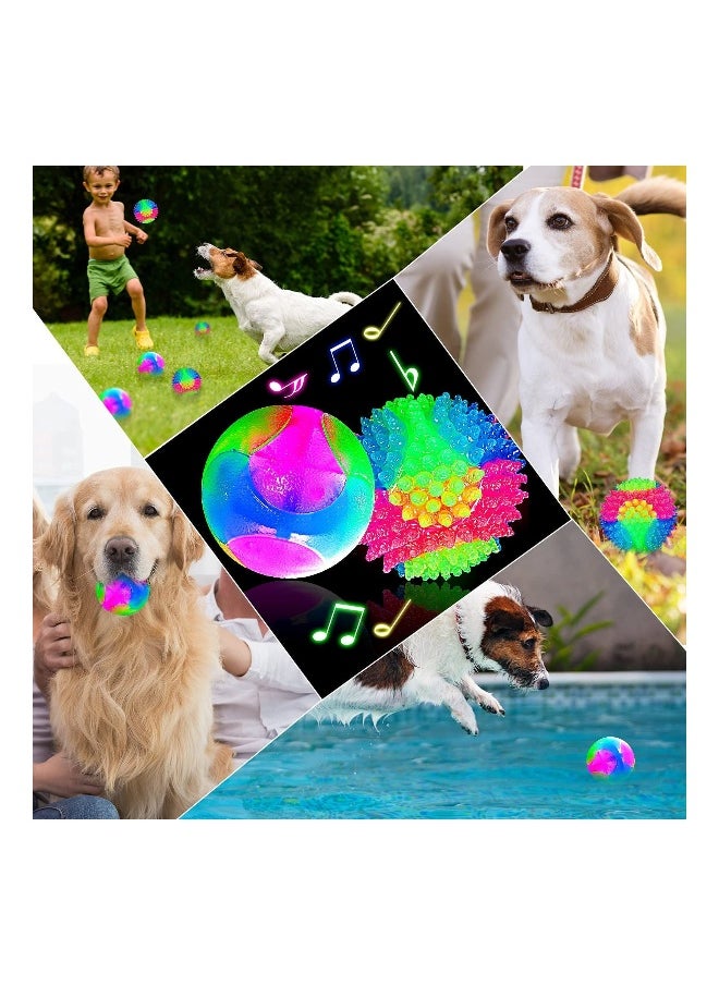 2 Pieces Light up Dog Ball, Elastic Flashing Ball Glowing Interactive Dog Toy Ball Flash LED Dog Ball Toy Pet Color Light Ball Bounce-Activated for Dogs and Puppies