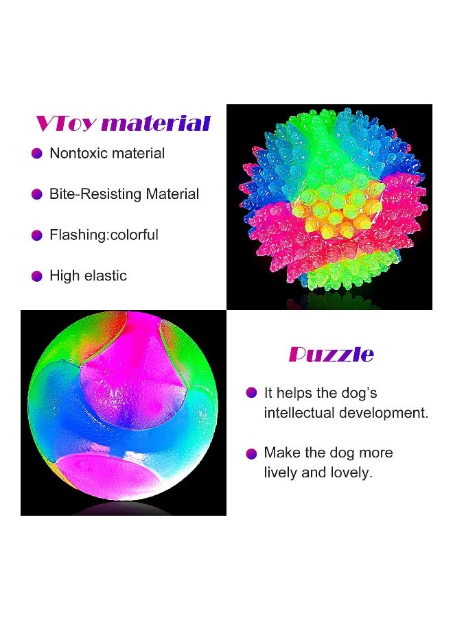 2 Pieces Light up Dog Ball, Elastic Flashing Ball Glowing Interactive Dog Toy Ball Flash LED Dog Ball Toy Pet Color Light Ball Bounce-Activated for Dogs and Puppies