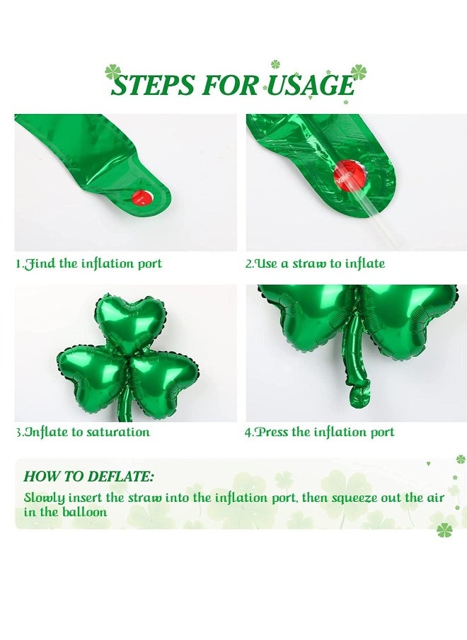 Green Balloons, 12 Pcs Shamrock Foil Balloons, Shamrock Balloons Decorations Lucky Clover Balloons, for Baby Shower Decorations, Birthday Decorations, Party Decorations