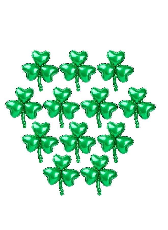 Green Balloons, 12 Pcs Shamrock Foil Balloons, Shamrock Balloons Decorations Lucky Clover Balloons, for Baby Shower Decorations, Birthday Decorations, Party Decorations